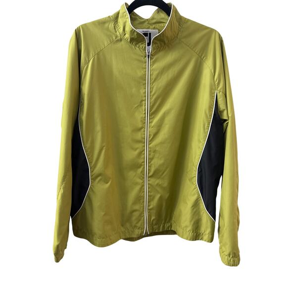 FootJoy FJ Women Jacket L Golf Rain Windbreaker Green Black Mock Neck Zipper - Picture 1 of 7